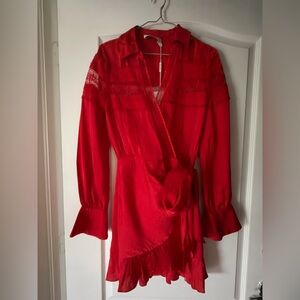 Self portrait Elegant Red Wrap Dress